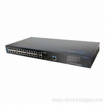 24-port 10/100Mbps Managed PoE Ethernet Switch with 1,000Mbps Optical and Ethernet Ports